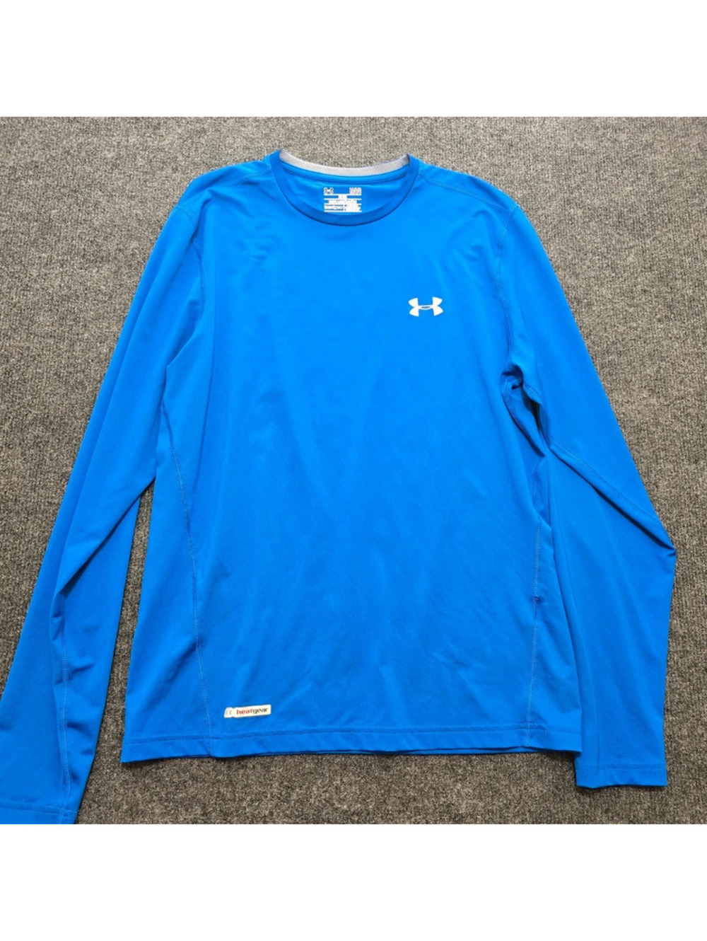 Under Armour HeatGear Shirt Large Mens Blue Fitted Long Sleeve Athletic Running